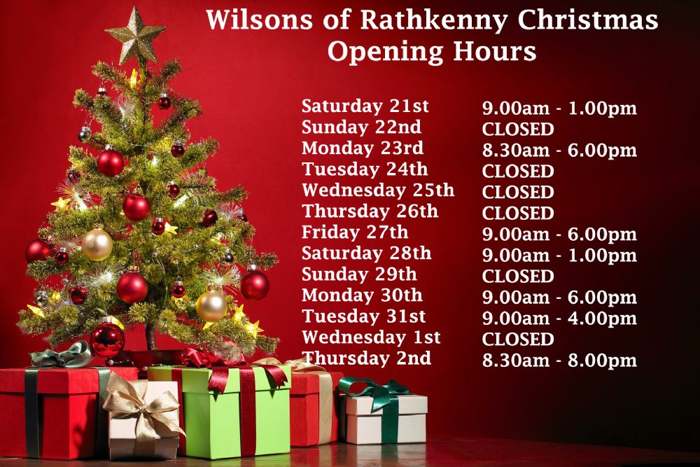 Wilsons of Rathkenny Christmas Opening Hours